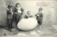 VINTAGE POSTCARD Fantasy Children History D an egg