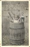 VINTAGE POSTCARD Fantasy Child Barrel