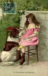 CPA Fantaisie Enfant Le dejeuner de Medor Chien