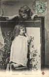 VINTAGE POSTCARD Fantaisie Frimousses Children Hides Mask