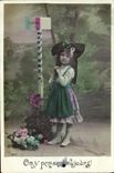 VINTAGE POSTCARD Fantasy Child Alsace France