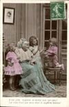 VINTAGE POSTCARD Fantasy Children and large mother
