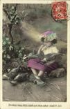 VINTAGE POSTCARD Fantasy Child Pigeons