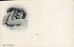 CPA Fantaisie Femme Lise Fleuron Chat