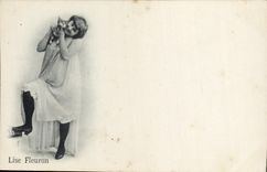 CPA Fantaisie Femme Lise Fleuron Chat