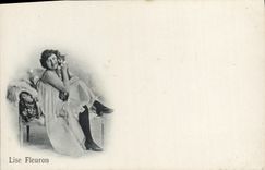 CPA Fantaisie Femme Lise Fleuron Chat