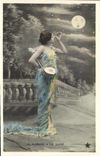 CPA Fantaisie Femme Aubade de la lune