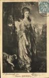 CPA Fantaisie Femme Gainsborough Mrs Mears Chien