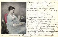 CPA Fantaisie Femme Chaplin Les bulles de savon