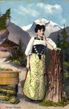 CPA Fantaisie Femme Berner Tracht Folklore Costume Suisse