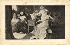 CPA Fantaisie Femme Chanson favorite de grand mere Hobson Piano