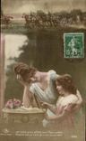 CPA Fantaisie Femme Enfant Militaria