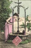 CPA Fantaisie Femme Le puits