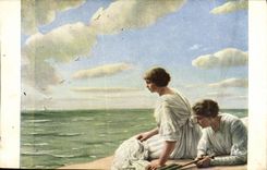 CPA Fantaisie Femme Lempoels Les mouettes