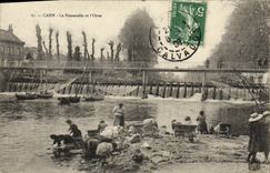 VINTAGE POSTCARD Caen the Footbridge and L Decorates Lavender fields TOP