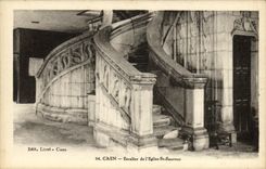 VINTAGE POSTCARD Caen Staircase of L church Saint Saver