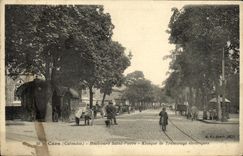 VINTAGE POSTCARD Caen Boulevard Saint Pierre Kiosk of electric Trams
