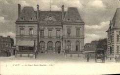 VINTAGE POSTCARD Caen Train station Holy Martin Barouche