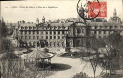 VINTAGE POSTCARD Caen L Town hall and the Place of the Republic
