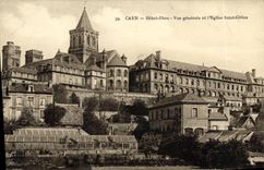 VINTAGE POSTCARD Caen Hotel God View and L Church Gilles Saint