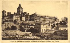 VINTAGE POSTCARD Caen Hotel God View and L Church of the Trinity abbey to the Ladies