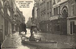 VINTAGE POSTCARD Caen Floods December 31st  1925 Holy January 1st  1926 Rue Jean