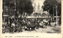 VINTAGE POSTCARD Caen the Place of Avoids one Day of Fair Vacehs TOP