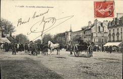 VINTAGE POSTCARD Holy Caen Market Place Saver Horses TOP