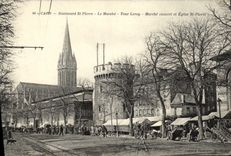 VINTAGE POSTCARD Caen Boulevard St Pierre Market Leroy Turn Goes covered and Church St hones