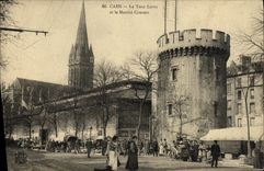 VINTAGE POSTCARD Caen Turn Leroy and Market covered