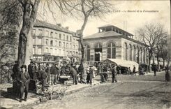VINTAGE POSTCARD Caen Market and fish shop TOP