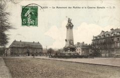 VINTAGE POSTCARD Caen the Monument has Mobiles and the Hamelin Barracks