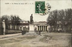 VINTAGE POSTCARD Caen the Statue of Louis XIV