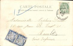 VINTAGE POSTCARD Caen the place of the park and statue of Louis XIV