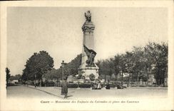 VINTAGE POSTCARD Caen the Monument of the Children of the Apple brandy and Place of the Barracks