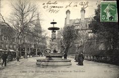 VINTAGE POSTCARD Caen the Boulevard Saint Pierre the Fountain of the Three Graces