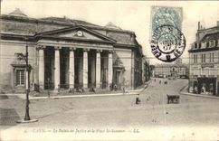 VINTAGE POSTCARD Caen Law courts and Place St Saver