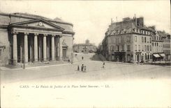 VINTAGE POSTCARD Caen Law courts and Place Saint Saver