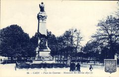 VINTAGE POSTCARD Caen the Place of the Barracks Monument of the Mobiles 1870 1871