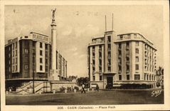 VINTAGE POSTCARD Caen Places Foch Beausejour