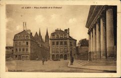 VINTAGE POSTCARD Caen Places Fontelle and the Court