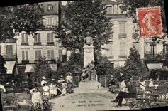 VINTAGE POSTCARD Caen the public garden Places Republic Children