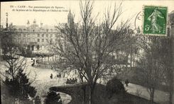 VINTAGE POSTCARD Caen Panoramic View deu Public garden of the Place of the Republic and L Town hall