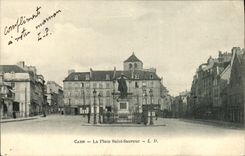 VINTAGE POSTCARD Caen Places holy Sauveur