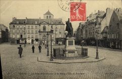VINTAGE POSTCARD Caen the Place Holy Saver and the statue D Elie de Beaumont