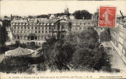 VINTAGE POSTCARD Caen Places Of Repubique And L Town hall