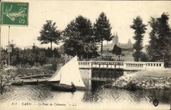 VINTAGE POSTCARD Caen the Bridge of L Ring Boat