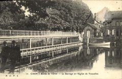 VINTAGE POSTCARD Caen Bords of L Decorates the Stopping and L Eglise of Vaucelles