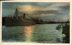 VINTAGE POSTCARD Caen a corner of the port Boats