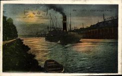 VINTAGE POSTCARD Caen Canal of Caen to the sea Boats